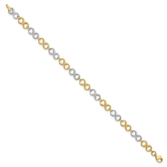 14k Two Tone Gold, 5mm Figure-8 Chain Link Bracelet, 7.25 Inch - Picture 2 of 6